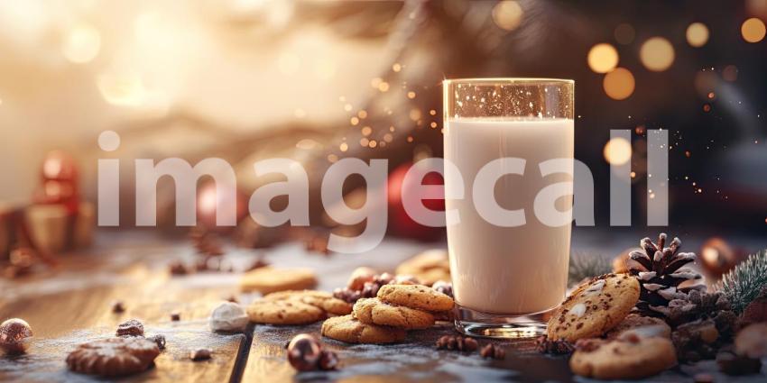 A Festive Feast for Santa: Milk and Cookies Await on a Cozy Table.
