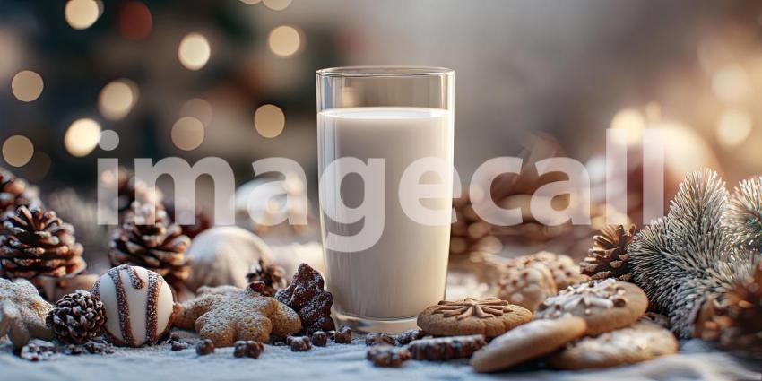 A Festive Feast for Santa: Milk and Cookies Await on a Cozy Table.