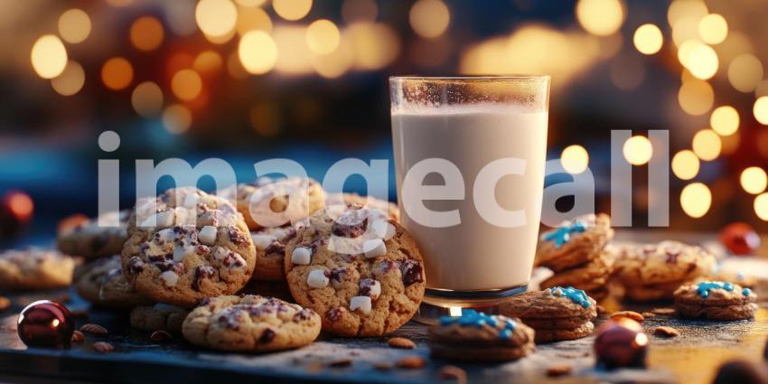 A Festive Feast for Santa: Milk and Cookies Await on a Cozy Table.