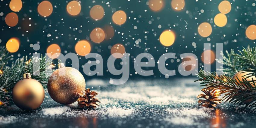 Festive Christmas Tree Branch Adorned with Sparkling Ornaments and Snowflakes.