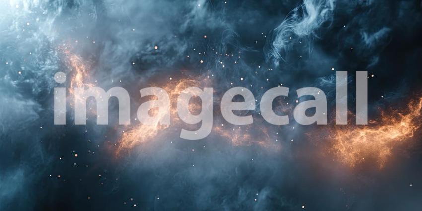 Celestial Tapestry: A Cosmic Nebula Shimmers with Golden Light, Interstellar Dust Dancing.