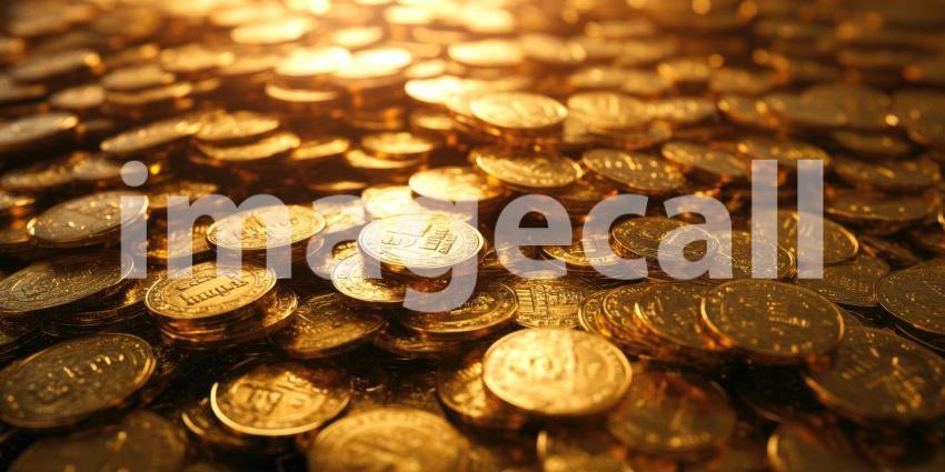A Glittering Treasure Trove: A Mountain of Golden Coins Shimmers in the Light.