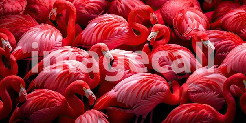 Flamingo Elegance: A Vibrant Pink Bird Stands Gracefully in a Serene Lagoon.