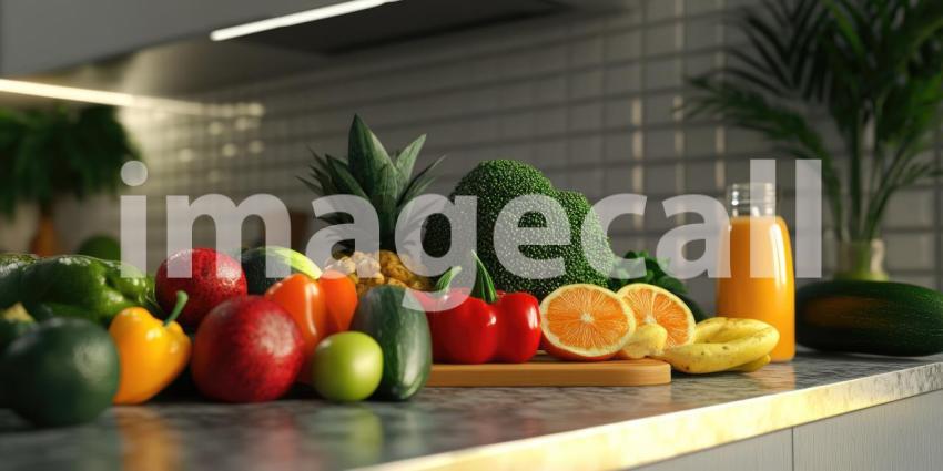 A Vibrant Display of Fresh Produce Awaits on a Kitchen Counter, Ready for Culinary Inspiration.