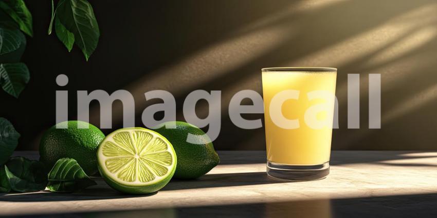 Refreshing Limeade: A Summery Beverage with Freshly Cut Limes and Mint