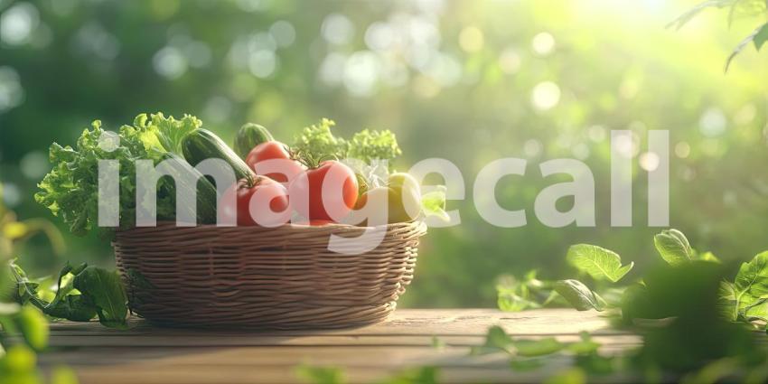 Fresh Harvest Bounty: A Basket Overflowing with Colorful Vegetables