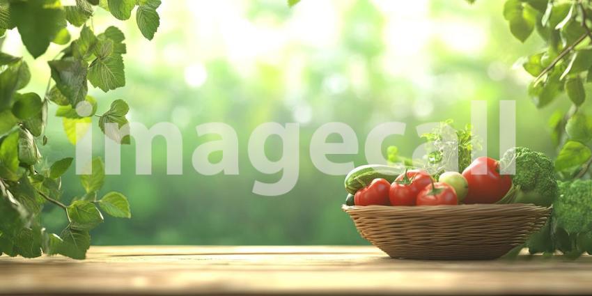 Fresh Harvest Bounty: A Basket Overflowing with Colorful Vegetables