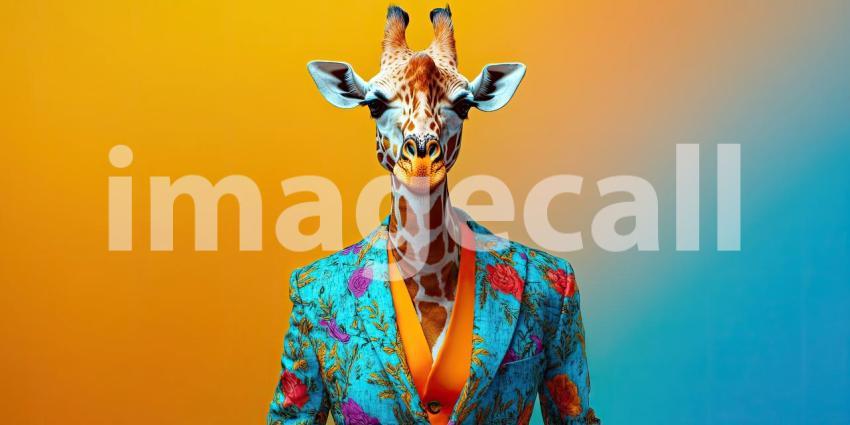 Giraffe in a Suit: Fashionably Tall and Ready to Impress