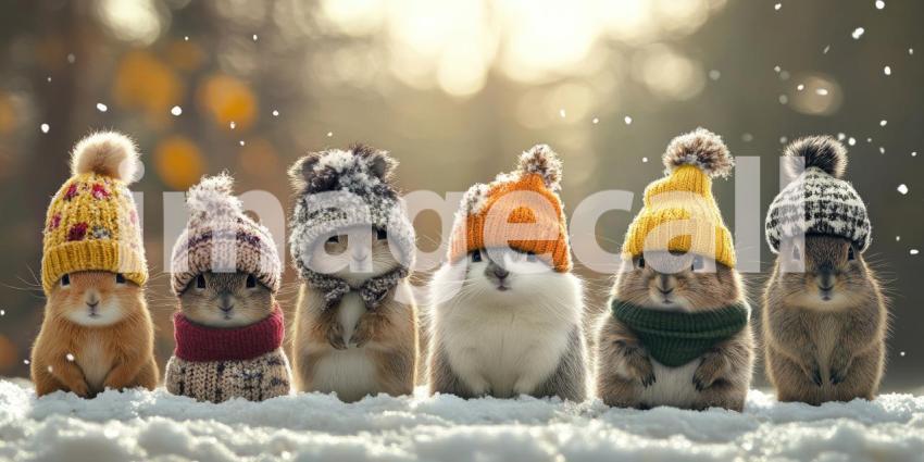 Winter Wonderland Kittens: Three Adorable Felines in Colorful Hats.