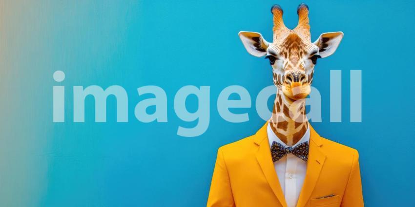 Giraffe in a Suit: Fashionably Tall and Ready to Impress