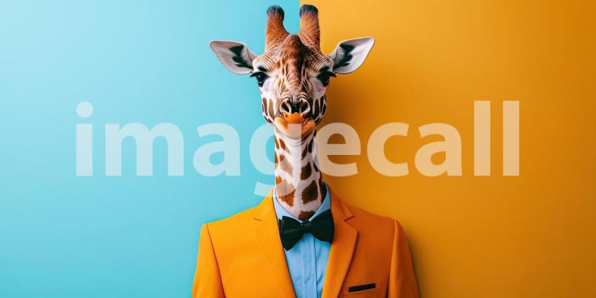 Giraffe in a Suit: Fashionably Tall and Ready to Impress