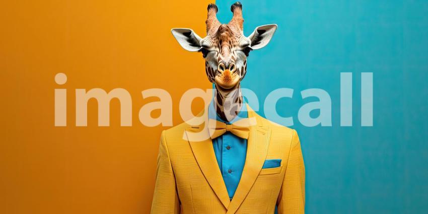 Giraffe in a Suit: Fashionably Tall and Ready to Impress