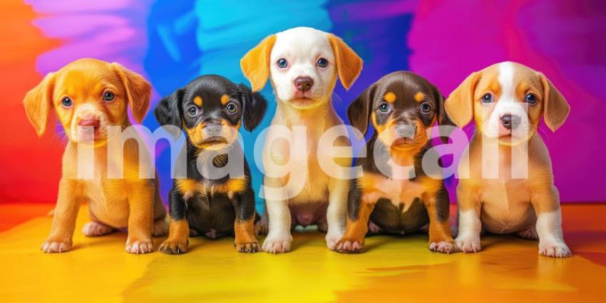 A Rainbow of Smiles: Six Adorable Puppies Strike a Pose