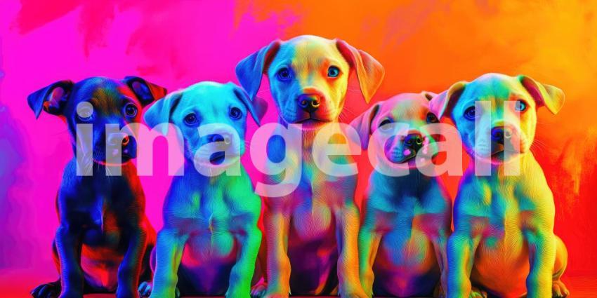 A Rainbow of Smiles: Six Adorable Puppies Strike a Pose