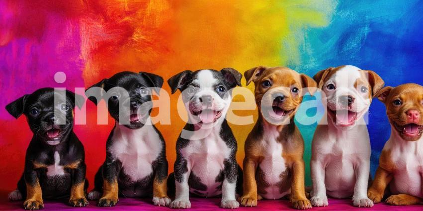 A Rainbow of Smiles: Six Adorable Puppies Strike a Pose