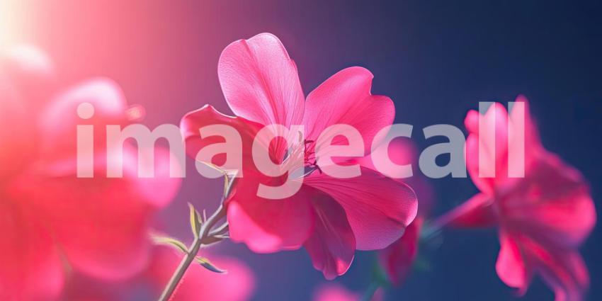 Delicate Blooms: A Garden of Vibrant Pink Flowers Bathed in Sunlight