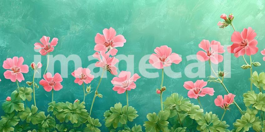 Delicate Blooms: A Garden of Vibrant Pink Flowers Bathed in Sunlight