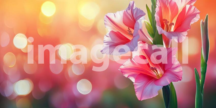 A Field of Dreams: A Vibrant Garden of Gladiolus Blossoms at Sunset