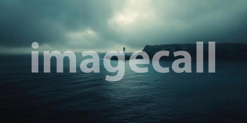 Guardian of the Coast: A Lone Lighthouse Stands Tall Against a Misty Sea