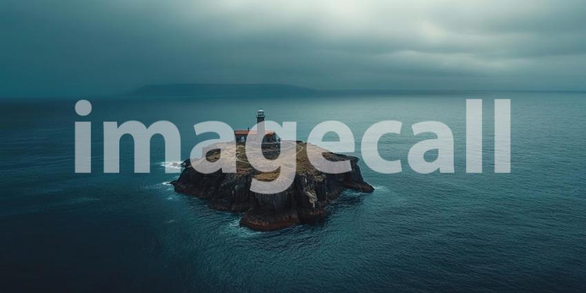 Guardian of the Coast: A Lone Lighthouse Stands Tall Against a Misty Sea