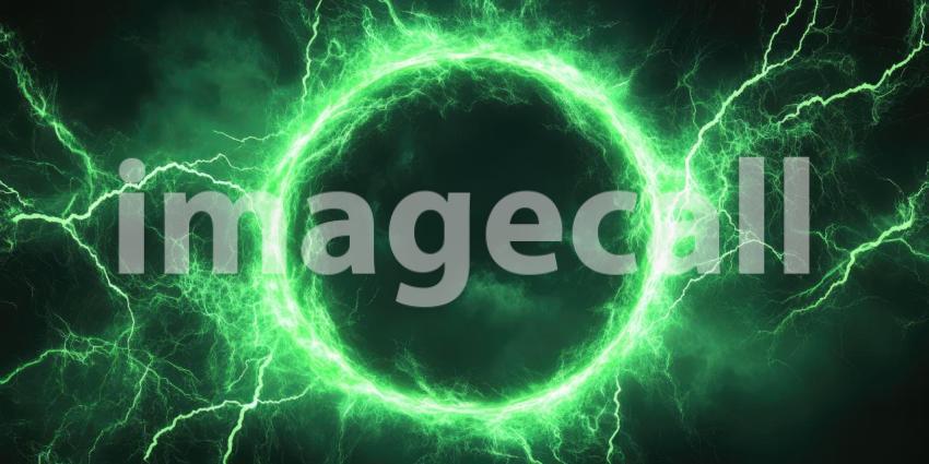 Electric Vortex: A Ring of Green Lightning Crackles Against a Stormy Sky