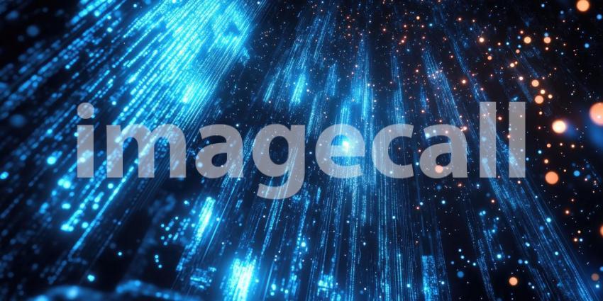 Digital Rain: A Cascade of Blue Light Trails Across the Cosmic Canvas