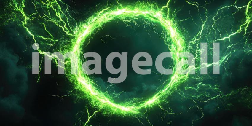 Electric Vortex: A Ring of Green Lightning Crackles Against a Stormy Sky