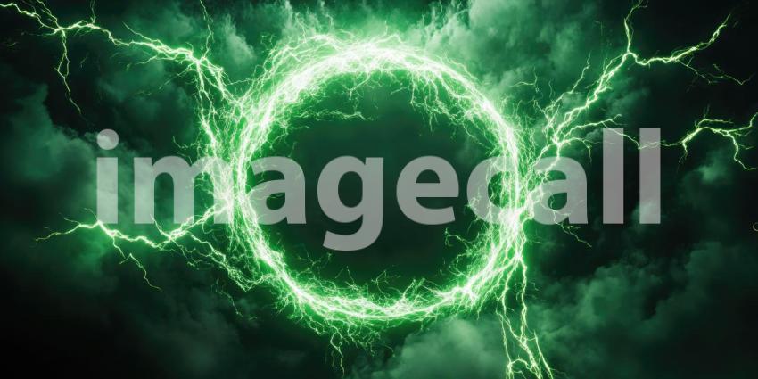 Electric Vortex: A Ring of Green Lightning Crackles Against a Stormy Sky