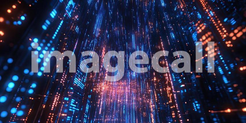 Digital Rain: A Cascade of Blue Light Trails Across the Cosmic Canvas