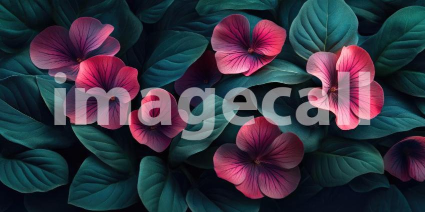 Vibrant Floral Tapestry: A Lush Arrangement of Red, Blue, and Purple Blossoms