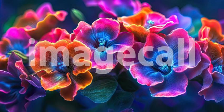 Vibrant Floral Tapestry: A Lush Arrangement of Red, Blue, and Purple Blossoms