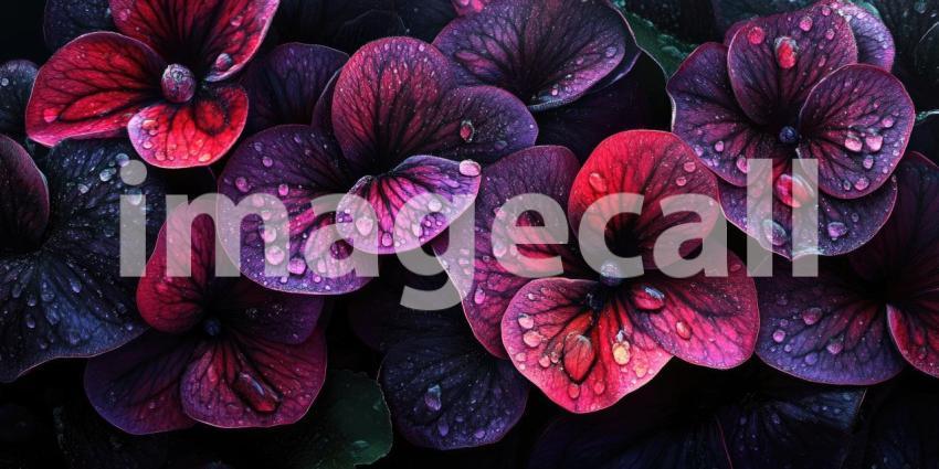 Vibrant Floral Tapestry: A Lush Arrangement of Red, Blue, and Purple Blossoms