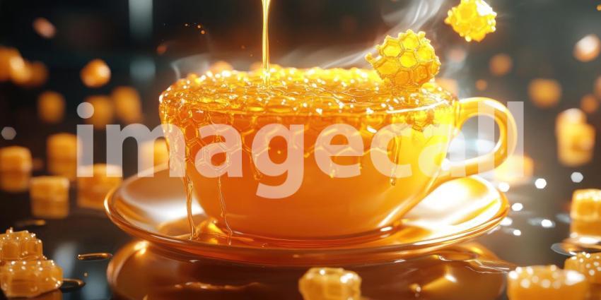 Golden Honey Dripping from a Comb into a Waiting Cup