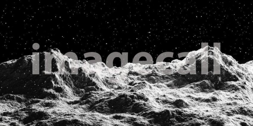 Celestial Terrain: A Rugged Lunar Landscape Under a Starry Sky
