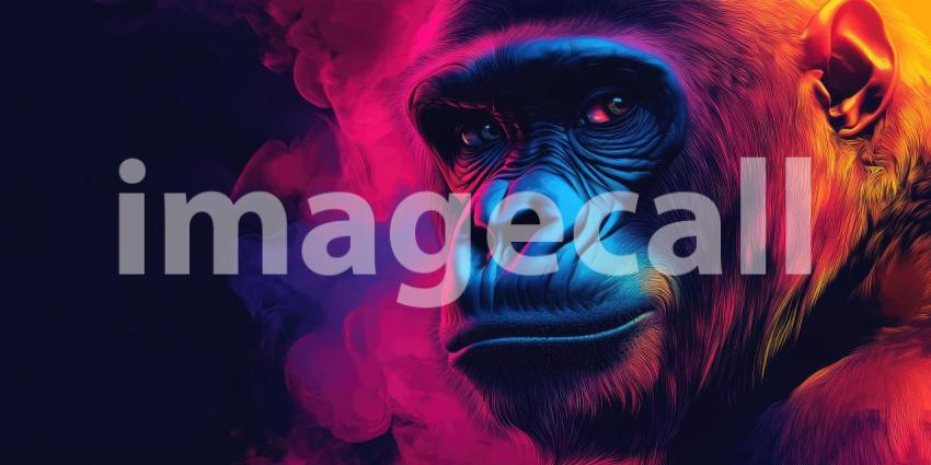 Neon Gorilla Monkey in the Forest