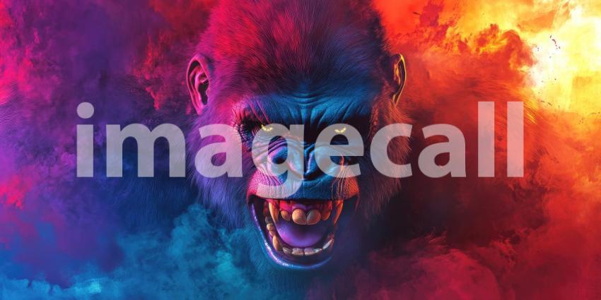 Neon Gorilla Monkey in the Forest