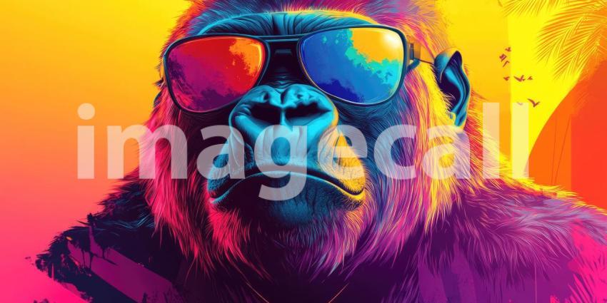 Neon Gorilla Monkey in the Forest