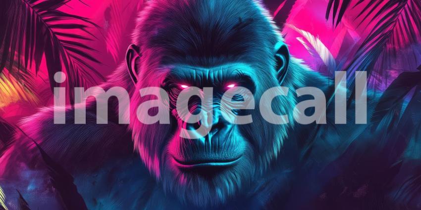 Neon Gorilla Monkey in the Forest