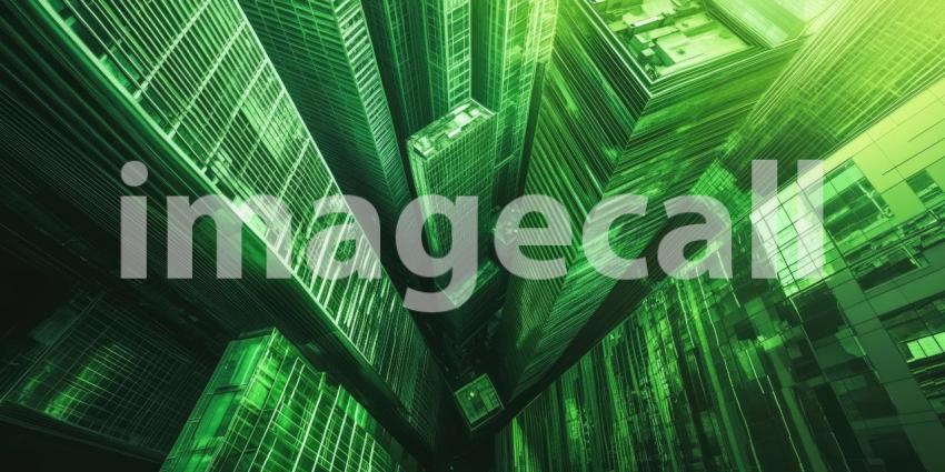 Urban Oasis: Skyscrapers Merge with Lush Greenery, Embracing Sustainability