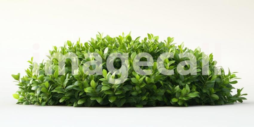 Lush Green Hedge Against a Blue Sky with Puffy Clouds