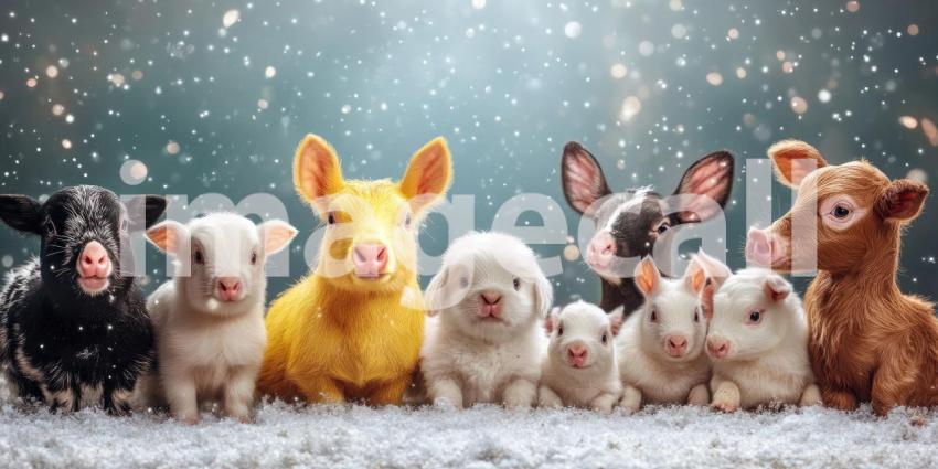 A Winter Wonderland of Baby Animals: A Diverse Group of Adorable Creatures Posing in the Snow