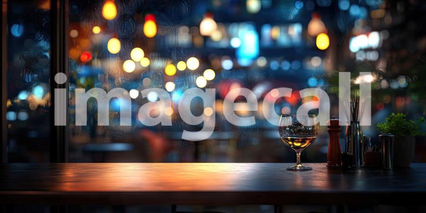 City Lights and Cozy Vibes: A warm glow emanates from a bustling city restaurant, inviting patrons to unwind and enjoy the evening's ambiance.