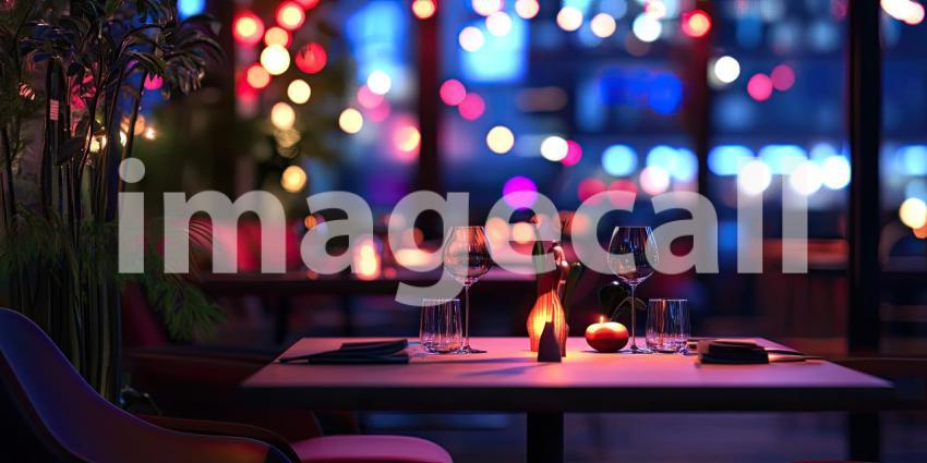 City Lights and Cozy Vibes: A warm glow emanates from a bustling city restaurant, inviting patrons to unwind and enjoy the evening's ambiance.