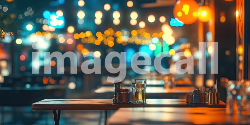 City Lights and Cozy Vibes: A warm glow emanates from a bustling city restaurant, inviting patrons to unwind and enjoy the evening's ambiance.