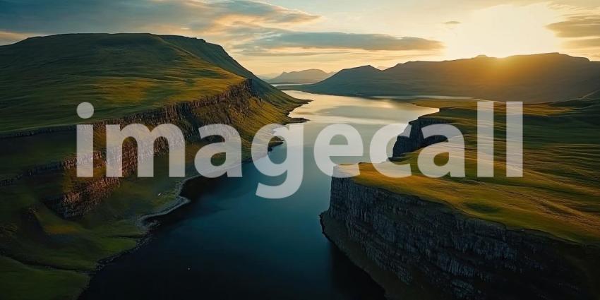 Sunset Symphony: A fiery sky paints its reflection on a tranquil lake, creating a breathtaking symphony of color and light.