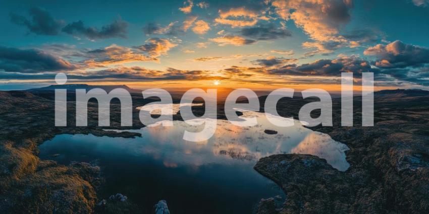 Sunset Symphony: A fiery sky paints its reflection on a tranquil lake, creating a breathtaking symphony of color and light.