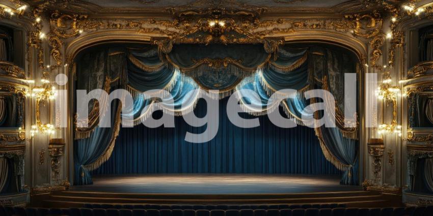 Curtain Call: A Grand Stage Awaits, Draped in Velvet and Bathed in a Soft Glow, Ready for the Magic to Begin.