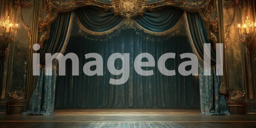 Curtain Call: A Grand Stage Awaits, Draped in Velvet and Bathed in a Soft Glow, Ready for the Magic to Begin.