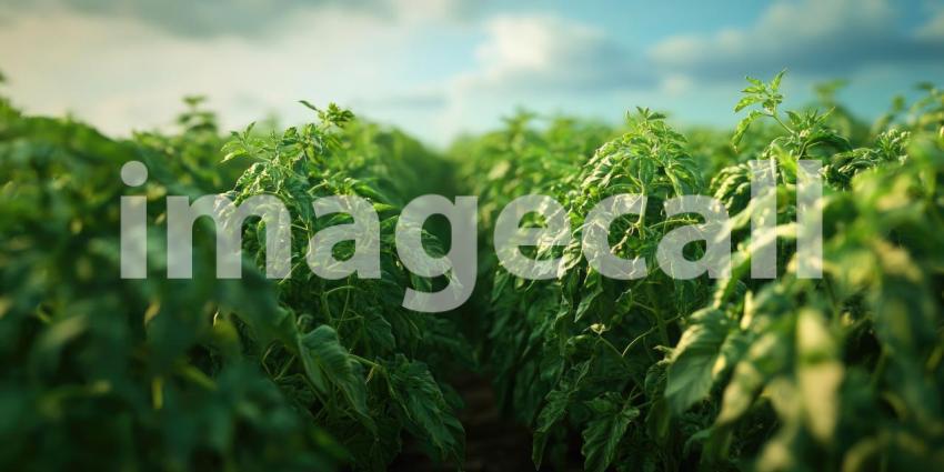 A Tomato Tapestry: Rows of Ripe Tomatoes Hang Heavy in a Greenhouse, a Vibrant Harvest of Color and Flavor.
