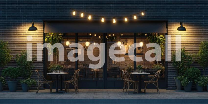 Inviting Storefront: A Cozy Shop with Plants and Warm Lighting